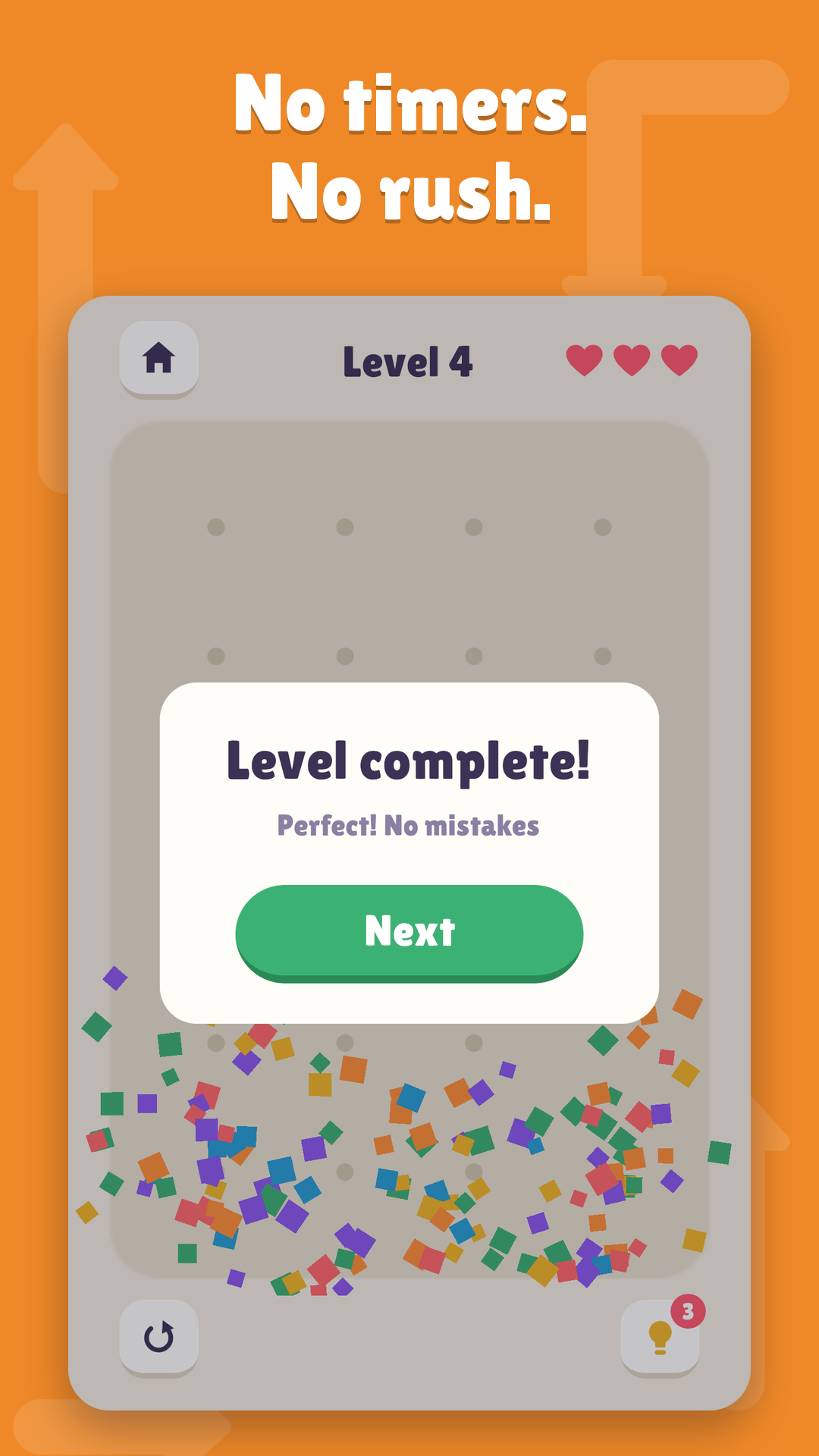 The level complete screen