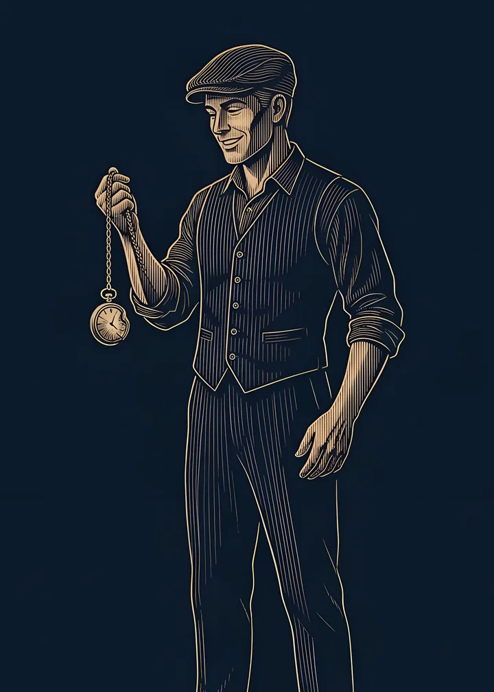 The Bulletproof card: a relieved man in a waistcoat holding up a dented pocket watch