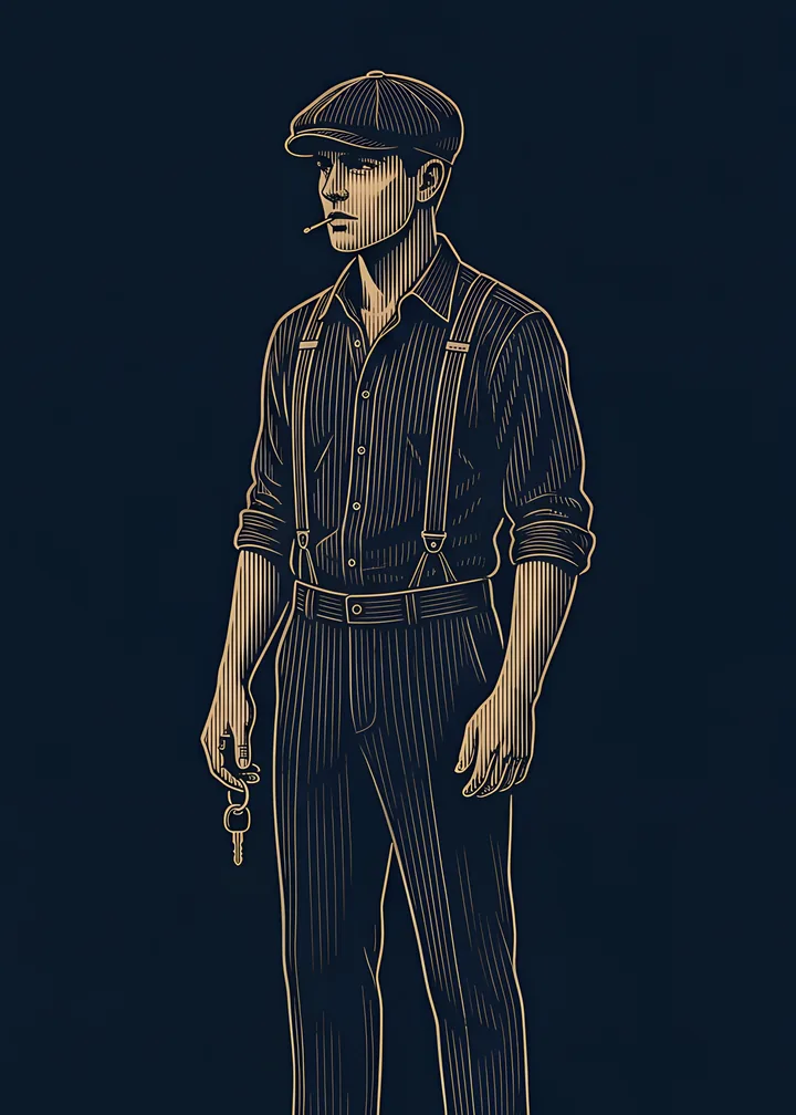 The Henchman's card: a young man in braces and a cap, a matchstick in his mouth, twirling a car key