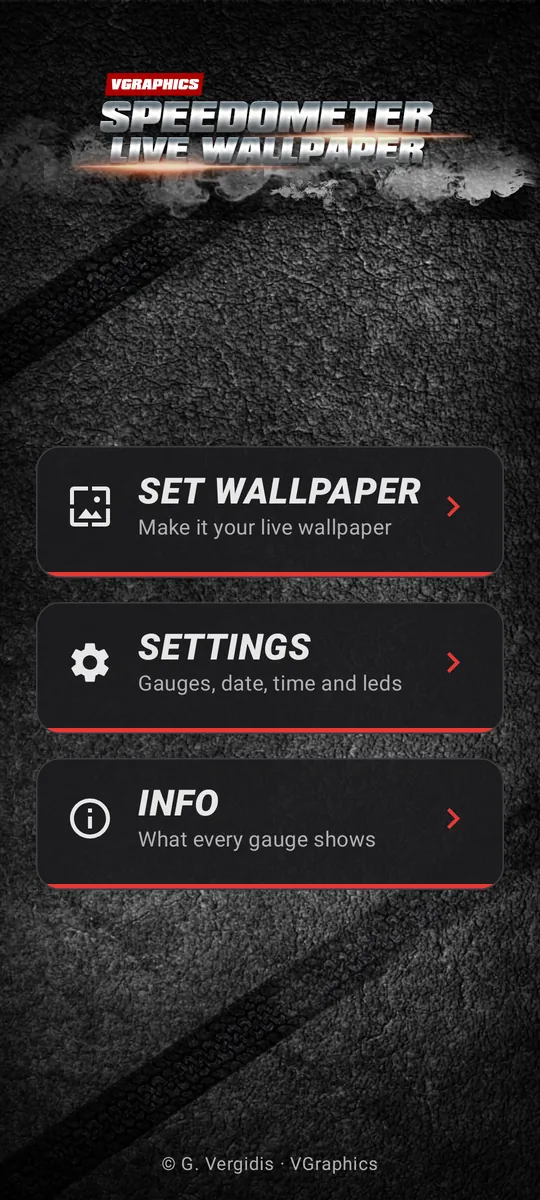 The app's home screen